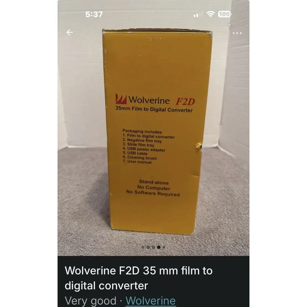 Wolverine F2D Film to Digital Converter USB LCD Display AA Battery Yellow